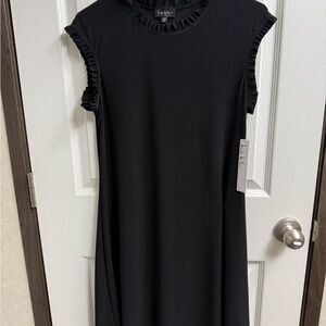 Nicole Miller Black Ruffle Sleeve Dress